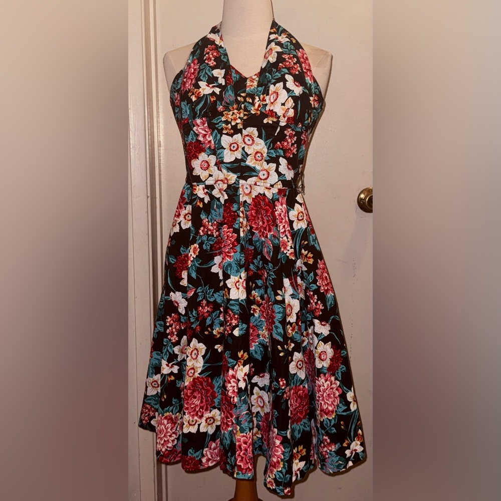 Foxy lady vintage Floral Halter Midi Dress size xs